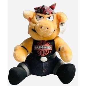 Harley Davidson Motorcycle Biker Stuffed Plush Pig Hog 1998 Vintage 9 1/2 -10